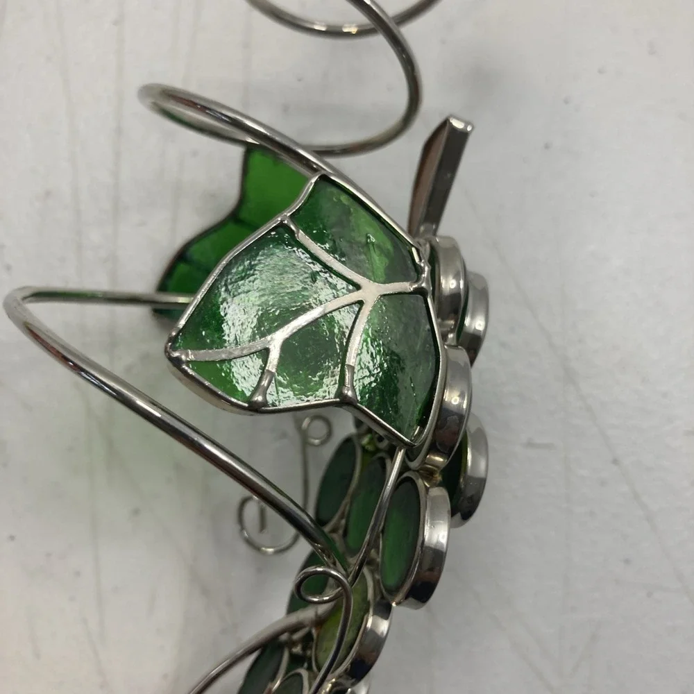 Vtg Wine‎ Bottle Topper Grape Bunch Stained Glass Wire Decoration